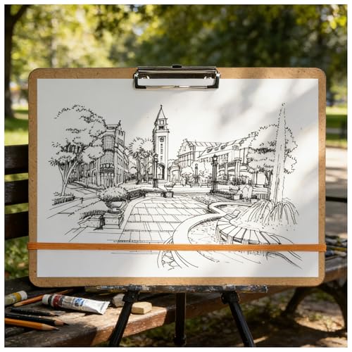 6 Pcs 11x17 Clipboard, Wooden Landscape Lap Board with Low Profile Clip & Rubber Band, Horizontal Large Art Boards for Drawing Sketching - size: 6pcs 11" x 17"