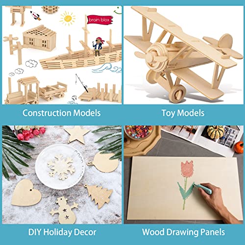 12 Pack Basswood Sheets for Crafts-12 x 20 x 1/8 Inch- 3mm Thick Plywood Sheets with Smooth Surfaces-Unfinished Rectangular Wood Boards for Laser Cutting, Wood Burning, Architectural Models, Staining - size: 12 x 20 inch
