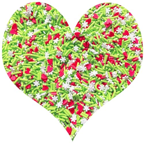 EHOPE Fake Sprinkles Resin Sprinkles Fake Candy Sprinkles Clay Sprinkles Polymer Sprinkles Polymer Clay Slices for Nail Art DIY Crafts Cake Phone Case(40G-Green Sugar granules+ Heart-18) - color: 18-Green Sugar granules+ Heart