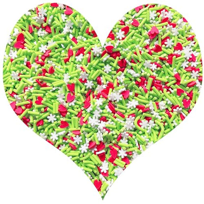 EHOPE Fake Sprinkles Resin Sprinkles Fake Candy Sprinkles Clay Sprinkles Polymer Sprinkles Polymer Clay Slices for Nail Art DIY Crafts Cake Phone Case(40G-Green Sugar granules+ Heart-18) - color: 18-Green Sugar granules+ Heart