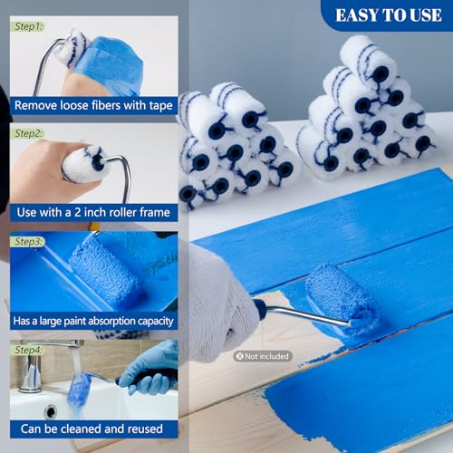 20 Pack 2 Inch Microfiber Paint Roller (3/8 Inch Nap), Small Paint Roller Covers, Suitable for Repairing Mini Paint Rollers on Walls, Doors, Cabinets and Window Edges - size: 2 Inch Paint Roller Kit, 20 Pack
