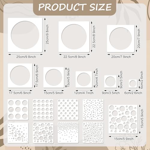 JarThenaAMCS 16Pcs Circle Stencils Round Polka Dot Templates Stencils Reusable Plastic Drawing Painting Template for DIY Art Craft Painting on Wood - style: Circle