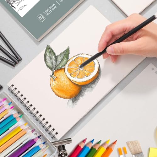 12 Pack Sketch Book, 5.5 x 8.5 Inch Sketchbook, 68lb/100gsm Top Spiral Bound Sketch Pad, Acid Free Art Supplies Drawing Painting Sketching Paper for Adults, Beginners, Artists (30 Sheets Each) - color: Light Cyan, size: 5.5 × 8.5Inch（12 Pack）