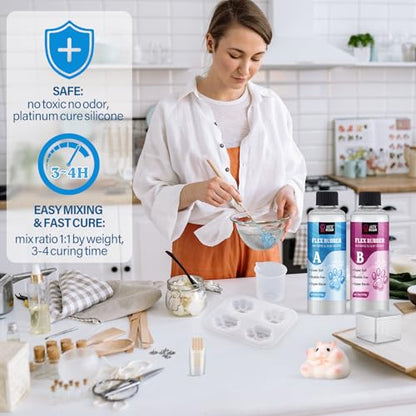 LET'S RESIN Liquid Silicone and Silicone Rubber Mold Making Kit, 20A Translucent & Fast Cure Liquid Silicone for Casting Resin Mold, Soap Mold, Candle Mold, 3D Mold