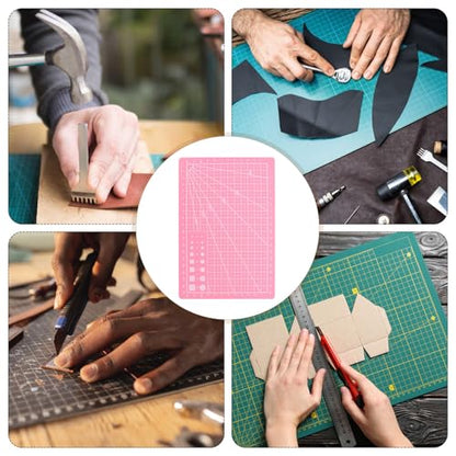 2pcs A5 Dual-sided Self-healing Silicone Craft Cutting Mats for Sewing Quilting and DIY Art Projects, Pink Hobby Table Protection Pads