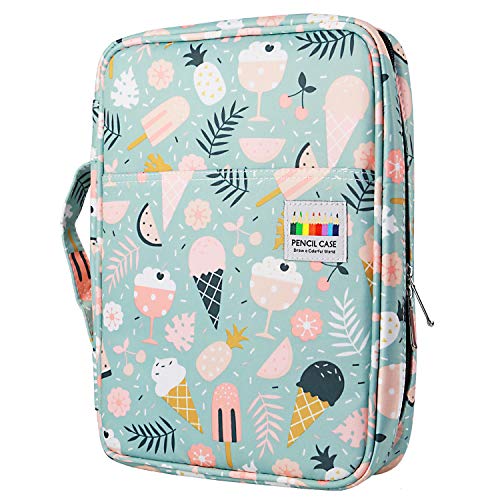 YOUSHARES Colored Pencil Case 166 Slots Pen Case Organizer With Handy Wrap & Zipper, Multilayer Holder for Prismacolor Colored Pencils & Gel Pen (Ice-Cream) - color: Ice-Cream