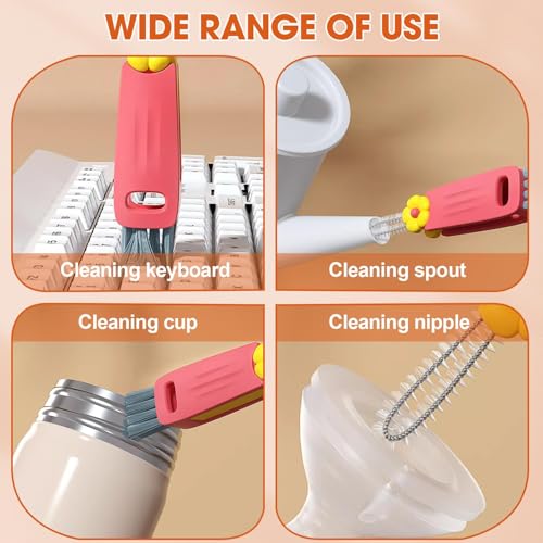 3 in 1 Cup Lid Cleaning Brush, Multifunctional Cleaning Brush Portable Cup Lid Cleaner for Bottle Gap Tight Spaces Cup, Portable Cup Lid Cleaner, 1 Pcs Red - color: 1pcs Red
