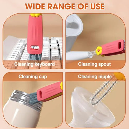 3 in 1 Cup Lid Cleaning Brush, Multifunctional Cleaning Brush Portable Cup Lid Cleaner for Bottle Gap Tight Spaces Cup, Portable Cup Lid Cleaner, 1 Pcs Red - color: 1pcs Red