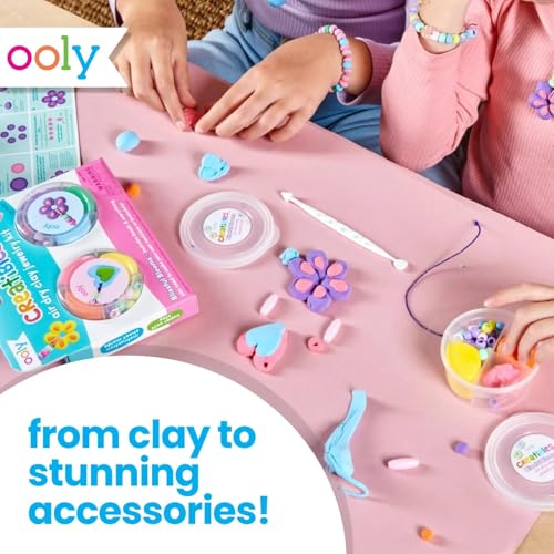 Ooly Creatibles Air Dry Clay Jewelry Kit for Kids, DIY Art Jewelry Making Kit with 6 Clay Colors, Beads, Shaping Tool, and Elastic Yarn, Non-Toxic Gifts for Kids Ages 6 and Up - style: 6 Colors Jewelry Kit