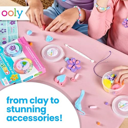 Ooly Creatibles Air Dry Clay Jewelry Kit for Kids, DIY Art Jewelry Making Kit with 6 Clay Colors, Beads, Shaping Tool, and Elastic Yarn, Non-Toxic Gifts for Kids Ages 6 and Up - style: 6 Colors Jewelry Kit