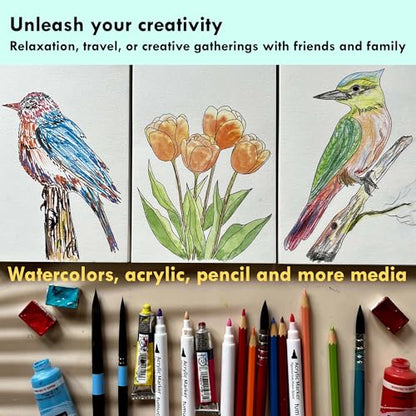 tumuarta Watercolor Coloring Book, 20 Unique Designs, 5x7”, 100% Cotton, 300GSM, 140 LB, Cold Press, Acid Free Watercolor Paper, Glue Bound Mixed Media Sketch Book (Dogs & Cats)
