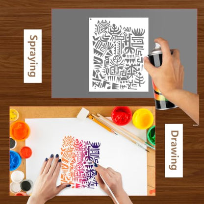 Mixed Stencils for Painting on Wood Reusable Geometric Stencils for Crafts - style: Textures