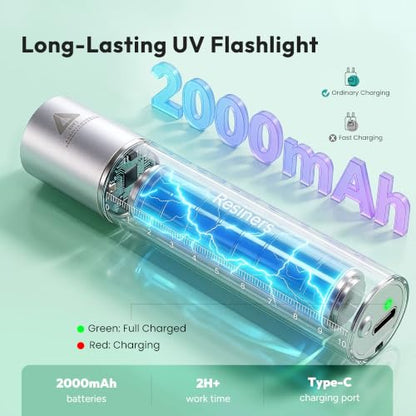 Resiners UV Resin Light, Mini 365nm Rechargeable UV Light for Resin | fast 10-20s curing, deep 365nm curing with portable design and auto shut-off safety for resin molds, jewelry and DIY
