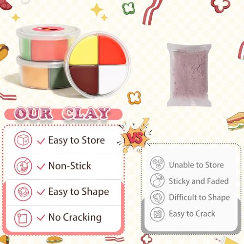 Air Dry Clay Kit - Food Toy Theme, Modeling Clay for Kids, DIY Magic Clay with Tools and Tutorials, 12 Boxes Molding Clay, Ultra Light, Soft & Non-Sticky, Arts and Crafts Gift for Kids - color: Food Toy Theme