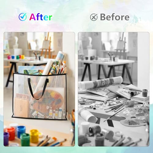 TOTiyea 7-Pack Art Portfolio Bags with Handle & Zipper, Clear Waterproof Poster Storage Set(15.75” x 21.65” & 9.25” x 12.6”), Large Artwork storage for Artwork, Scrapbook, Keepsake & Bulletin Board