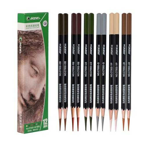 Marie's Colored Charcoal Pencils Set, 6 Colors 12 Pieces, Pastel Chalk Pencils for Drawing, Sketching, Coloring & Shading, Art Supplies for Adult Artists (Multicolor) - style: Multicolor (12pcs)