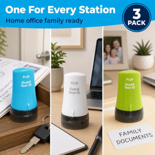 Guard Your ID Advanced Roller 3-Pack — Identity Theft Protection Stamp, Privacy Roller for Mail, Documents & Labels, Shredder Alternative, 1,000 Impressions per Roller (Turquoise, Green, White) - color: Xtra Mixed: Turquoise Green White, size: Regular 3-P