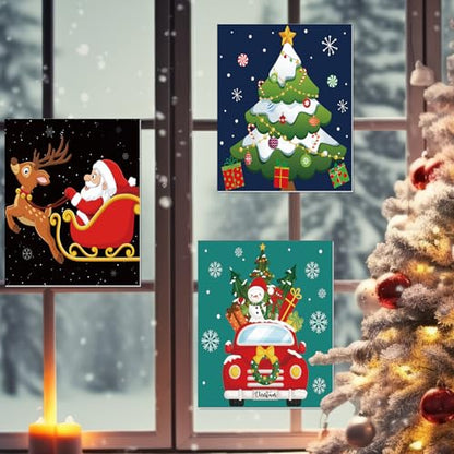 6 Pack Pre Drawn Canvas for Painting Pre Printed Canvas Kit 8 x 10 Inch Stretched Cotton Paint and Sip Set for Adults Couple Party Graduation Summer Date Night(Christmas Eve) - style: Christmas Eve