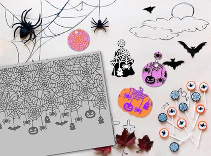 Halloween Polymer Clay Texture Mat - Spider Web Texture Sheet for Polymer Clay Jewelry Making, Earring Charms, DIY Craft Supplies - style: Spider Web