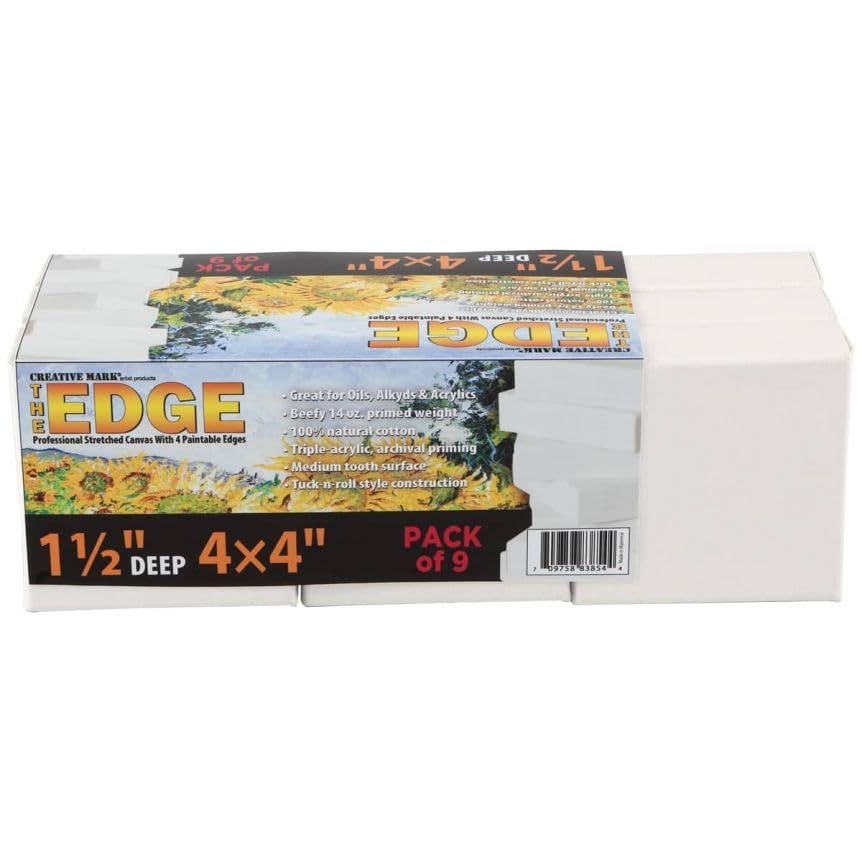 The Edge All Media Cotton Canvas Mini Gallery 1-1/2" Deep 9-Pack 4x4"