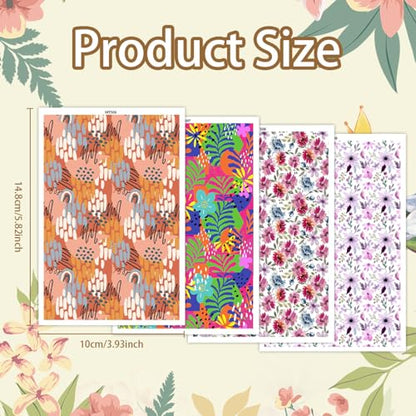 20 Pcs Floral Clay Transfer Paper for DIY Art Crafts, Leaf Bloom Flowers 4 Pattern Design Water Polymer Clay Transfer Sheets Transfer Paper for Polymer Clay Jewelry Earrings Making 5.82X3.93 in - color: 4 Pattern Sets