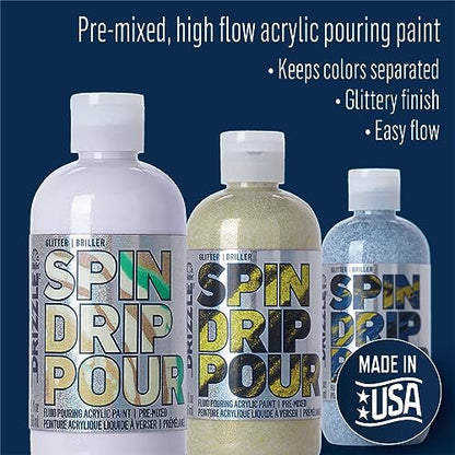 FolkArt Drizzle Disco Dust Glitter Pre-Mixed Fluid Acrylic Pouring Paint, 9 fl oz Premium Paint Perfect for Indoor & Outdoor Arts and Crafts Projects, 61839