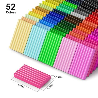 ARTpar 52 Colors Polymer Clay kit，Modeling Clay with Sculpting Tools for Starter,Oven Bake DIY Model Clay,Non-Toxic, Non-Sticky,Gift for Kids Adults - color: 50