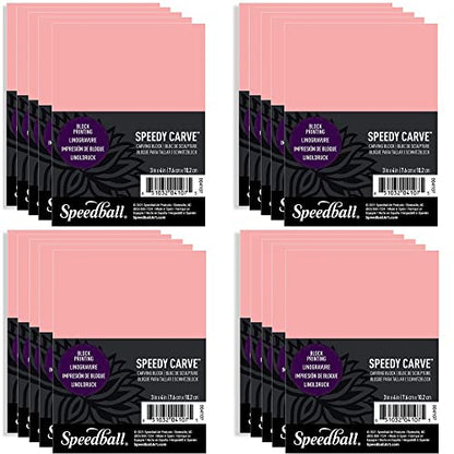 Speedball Speedy-Carve Block Printing Carving Block, Rectangle, Pink, 3 x 4 Inches (20-Pack) - size: 20-Pack