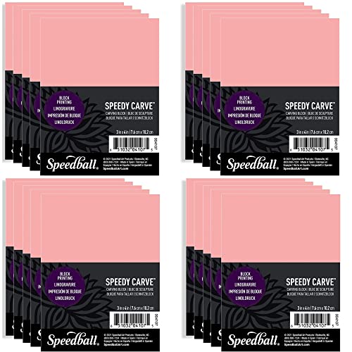 Speedball Speedy-Carve Block Printing Carving Block, Rectangle, Pink, 3 x 4 Inches (20-Pack) - size: 20-Pack