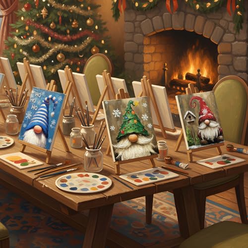 Sherr 12 Pcs Pre Drawn Canvas Pre Printed Canvas for Adults Sip and Paint Party Canvases Painting Kit for Summer Easter Mother's Day Party Favor(Christmas Gnome,8 x 10 Inch) - size: 8 x 10 Inch, style: Christmas Gnome