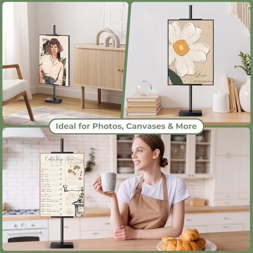 Rofio Adjustable Tabletop Easel Stand, Picture Easels for Display up to 28.5 Inches, Heavy Duty Metal Picture Frame Holder for Artwork, Signs & Certificates Display Stand (Black) - color: Black