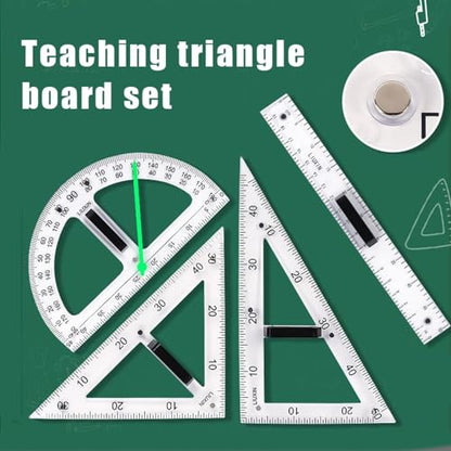 Magnetic Geometry Tool, Protractor, Triangle Rulers Easy Attachment Blackboard Measurement Kit, Teacher Board Protractor Multi-Purpose Kit Large (Transparent-3pc) - style: Transparent-3pc