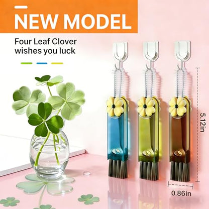 3 in 1 Cup Lid Cleaning Brush - Upgrade Cup Lid Brush, Portable Water Bottle Crevice Cleaner Brush for Tiny Cup Lid Detail, Bottle Tight Spaces Cup, Sealed Food Storage Containers with Lids(3 PCS) - color: Blue, Green, Black(four-leaf Clover)