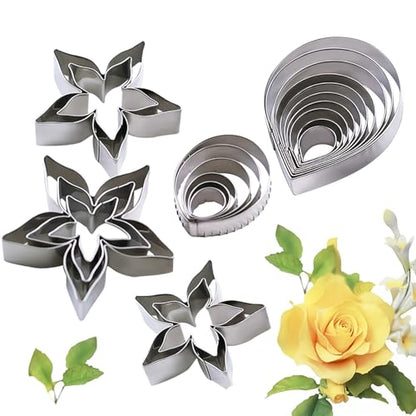 KALAIEN 23pcs/set Rose Petal Cutter Set Gum Paste Fondant Cake Cutters kitchen Supplies Baking Mould - color: Rose Petal Cutter Set (23pcs)