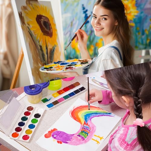 26pcs Paint Brush Set, Acrylic Paint Brushes, Paint Brushes with Filbert, Flat, Angle, Fan, Round, Acrylic Brush for Watercolor, Acrylic Canvas Paintings, Face Painting, Body Painting - size: 26pcs