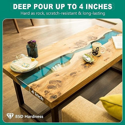 Teexpert Deep Pour Epoxy Resin, 3 Gallon Epoxy Resin Kit for 2-4" Pour Depths, Crystal Clear & High Gloss, Bubble-Free Casting Resin for River Tables, Flower Preservation and Mold Crafts - 2:1 Mix - size: 3 Gallon
