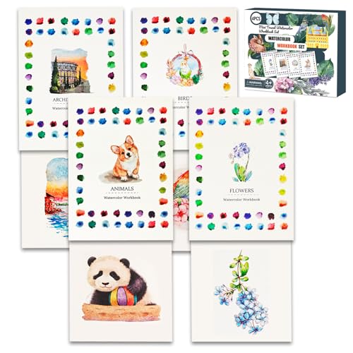 Watercolor Workbook, 100% Cotton Watercolor Paper Pad Set – 4 Pack (52 Sheets), 5.4" x 7.4" Cold Press 140lb / 300gsm Glue Bound Art Paper for Adults, Beginners & Daily Practice - color: Watercolor Workbook-4Pack