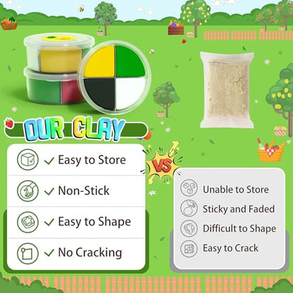 Air Dry Clay Kit - Fruit Theme, Modeling Clay for Kids, DIY Magic Clay with Sculpting Tools and Tutorials, 12 Boxes Molding Clay, Ultra Light, Soft & Non-Sticky, Arts and Crafts Gift for Kids - color: Fruit Theme