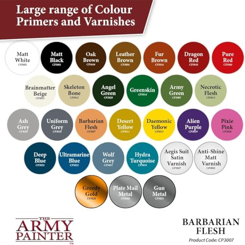 The Army Painter Colour Primer Barbarian Flesh, 400 mL Acrylic Spray Primer, Spray Paint Basecoat for Miniature Priming, Tabletop Roleplaying, Boardgames, and Wargames Miniature Modelling - color: Babarian Flesh