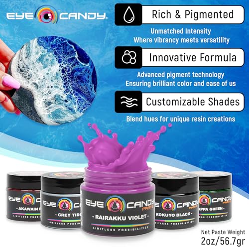 Eye Candy Resin Pigment Paste – Highly Pigmented Epoxy Color, 2 oz, Solid Non-Metallic, Mixable for Custom Shades (Rairakku Violet) - color: Rairakku Violet