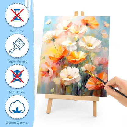 ESRICH Stretched Canvas for Painting, 12 Pack 9x12 Inch Canvas Value Pack,Primed Acid-Free Cotton Blank Canvases, Painting Canvas for Oil & Acrylic Paint. - size: 9x12in-12Pack