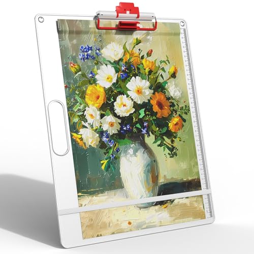 13x17 Inch Drawing Board with Handle – Aluminum Portable Sketch Board, 2-in-1 Clip, Elastic Band, Non-Slip Matte Surface, Lanyard Hole – Art Supplies for Adults & Students(White-1 Pack) - color: WHITE-1 Pack