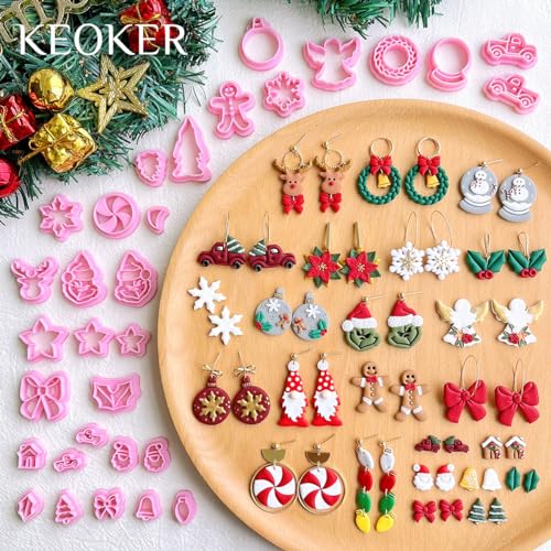 Keoker Christmas Clay Cutters, 31 PCS Polymer Clay Cutters for Earrings Making, Mini Shapes (All 2) - color: ALL 2