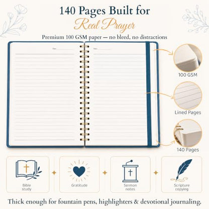 Hardcover Blank Christian Notebook – 140 Pages - Philippians 4:13 | Lined Pages with Bible Verse Cover – Inspirational Writing Spiral Notebook for Bible Study, "I Can Do All Things" - color: I Can Do