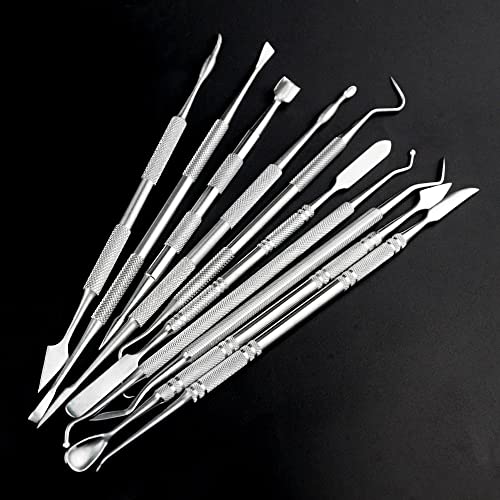 TOVOT 10PCS Stainless Steel Clay Sculpting Tools Metal Sculpting Tools Double-Side Clay Modeling Tools Wax Carving Tools (Silver-2) - color: Silver-2