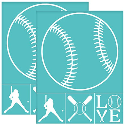 OLYCRAFT 2Pcs 11x8.6 Inch Self-Adhesive Silk Screen Printing Stencil Baseball Pattern Mesh Transfers Stencil Love Letter for Painting on Wood DIY T-Shirt Fabric - color: Baseball