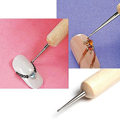 COMIART 5-Piece Dual-Ended Ball Stylus Tool Set - Wooden Handle with Stainless Steel Tips for Clay Sculpting, Embossing, Nail Art, Mandala Rock Painting & Pattern Tracing