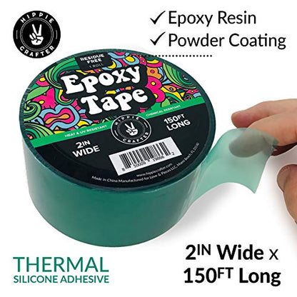 HIPPIE CRAFTER Resin Tape for Epoxy Resin Molding, Mold Release Tape, Thermal Adhesive Micro Pour Form with UV Resistance for Crafts, Epoxy Projects, 2 Inch Wide, 150 Feet Long