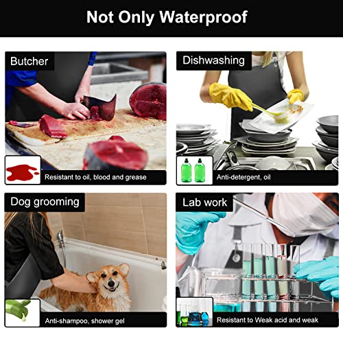 SHEOMERN Waterproof Rubber Apron, 48" XL Anti-Tear Heavy Duty Vinyl Adjustable Thicker Cross Back for Restaurant Dishwashing, Butcher, Lab Work, Dog Grooming - Black - color: Black-xl
