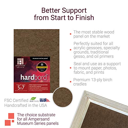 Ampersand Art Supply Hardboard Wood Painting Panel: Museum Series Hardbord, 12" x 16", 2 Inch Cradled Profile - color: 2 Inch Cradled Profile, size: 12" x 16"